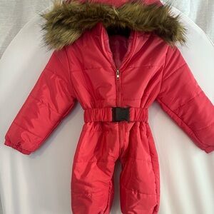 Dark pink  Snowsuit with Faux Fur Trim 9-12 months